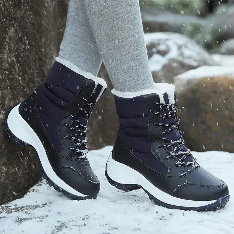 Load image into Gallery viewer, Women Plush Winter Snow Lace-Up Boots
