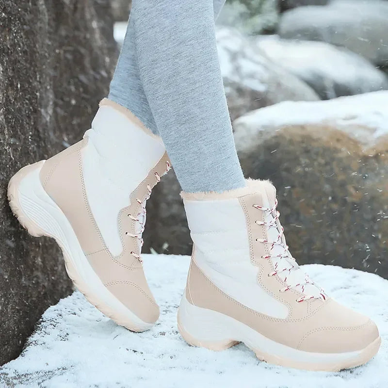 Load image into Gallery viewer, Women Plush Winter Snow Lace-Up Boots
