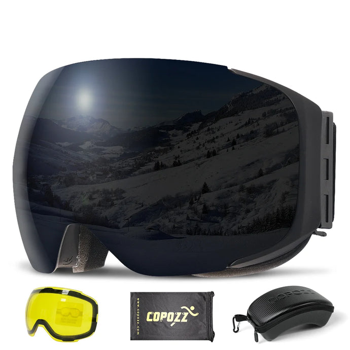 Professional Magnetic Ski Goggles for Men & Women UV400 Protection Anti-fog Snowboard Ski Glasses