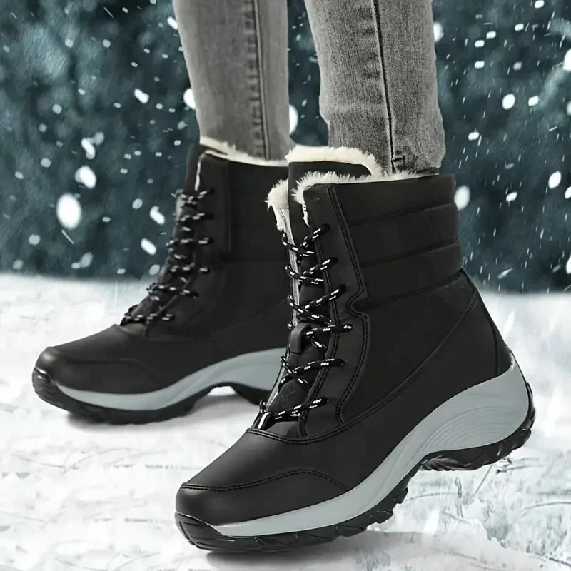 Chargez l&#39;image dans la visionneuse de la galerie, Women Plush Winter Snow Lace-Up Boots
